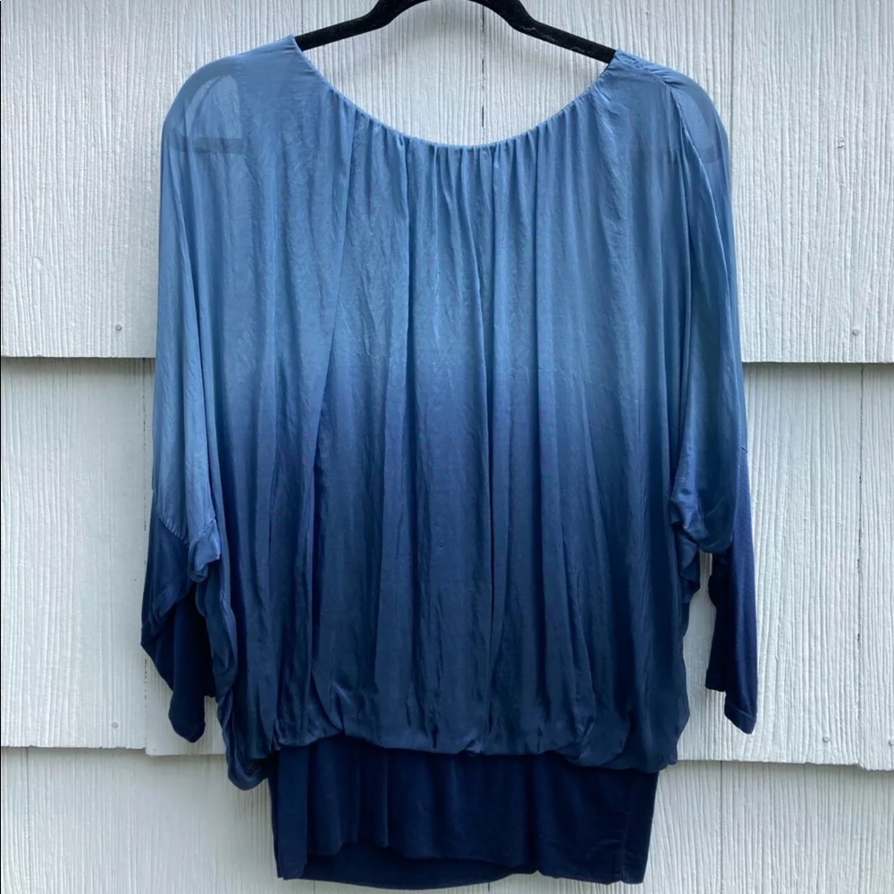 Silk scandal blue ombre blouse